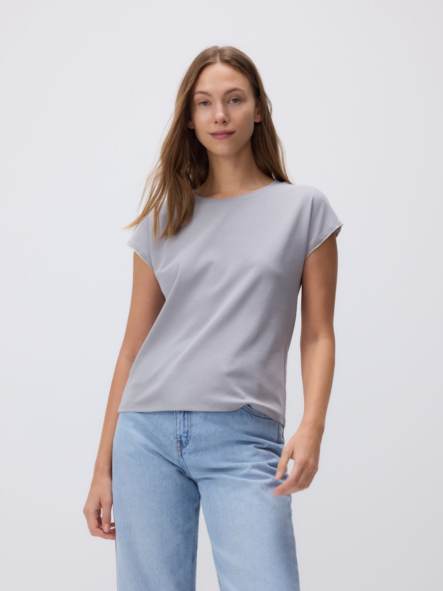 LADIES` T-SHIRT - sötétszürke - RESERVED