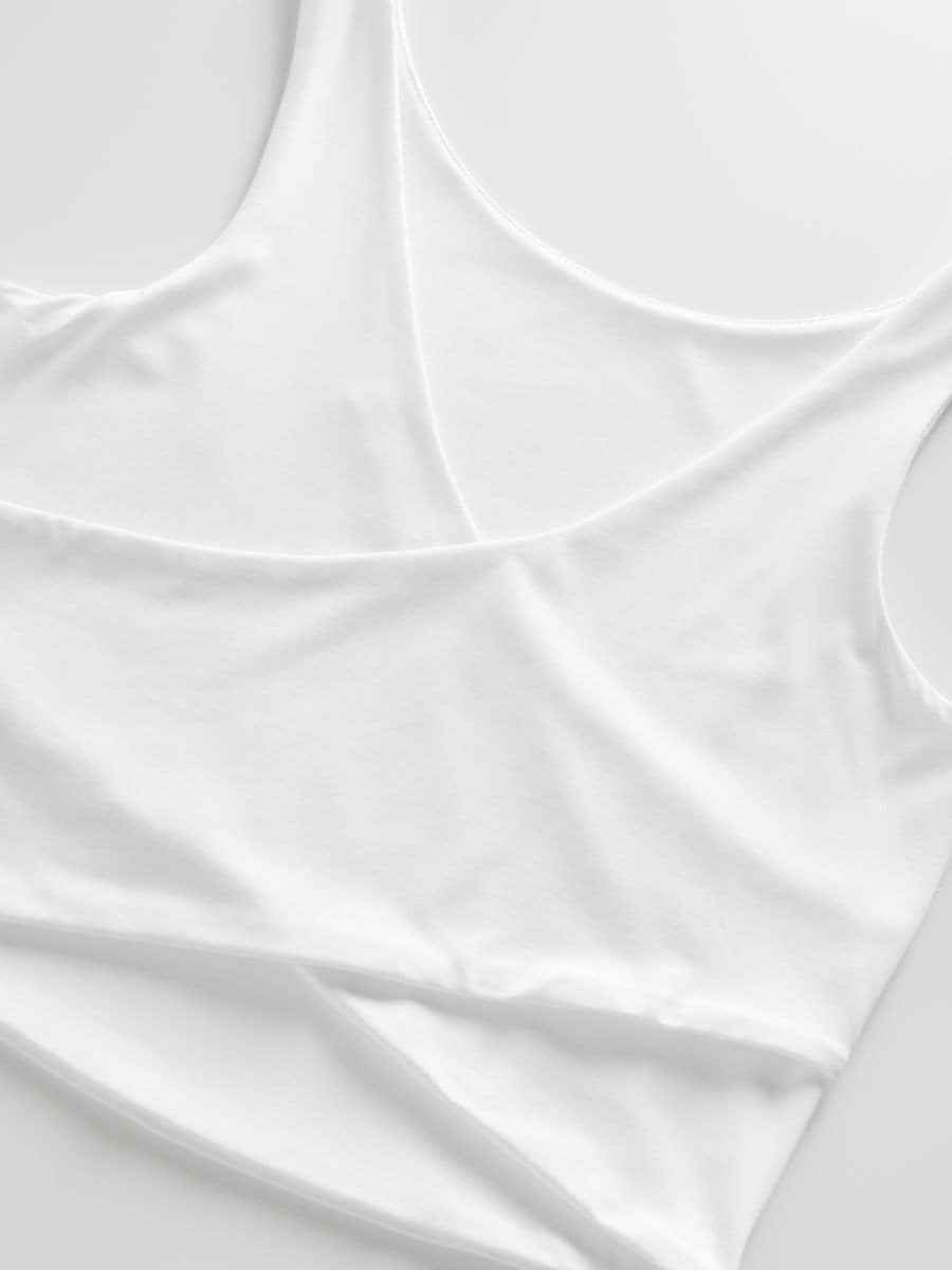 Crop top s asimetričnim porubom - krem - RESERVED - 4