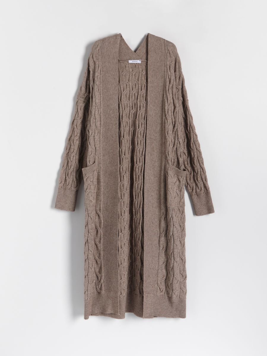 Viscose blend longline cardigan - beige - RESERVED - 5