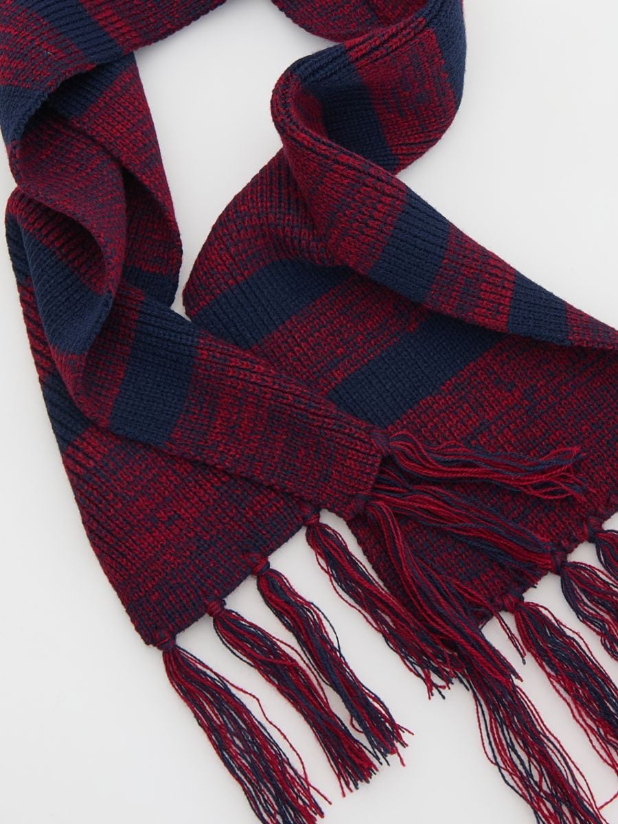 Jersey scarf with fringes - navy - RESERVED - 2