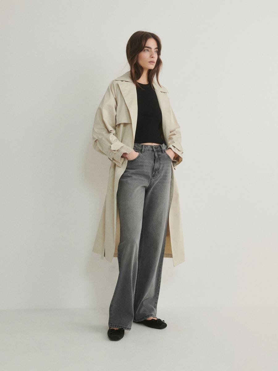 Trench coat with tie waist belt - nude - RESERVED