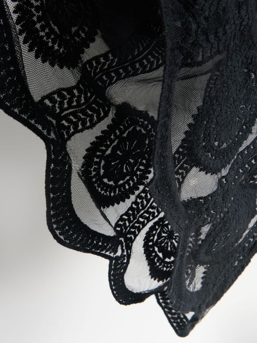 Patterned poncho - black - RESERVED - 2