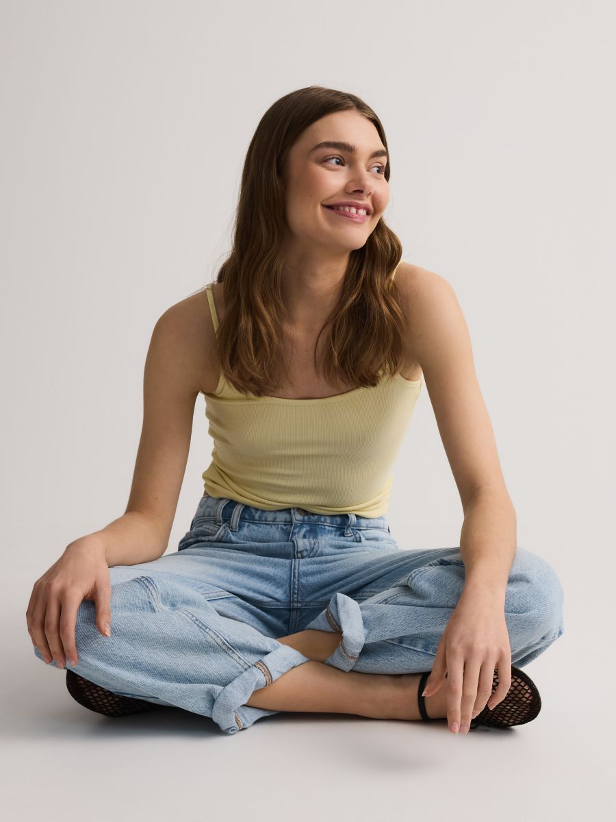 Jersey top with straps - light yellow - RESERVED - 4