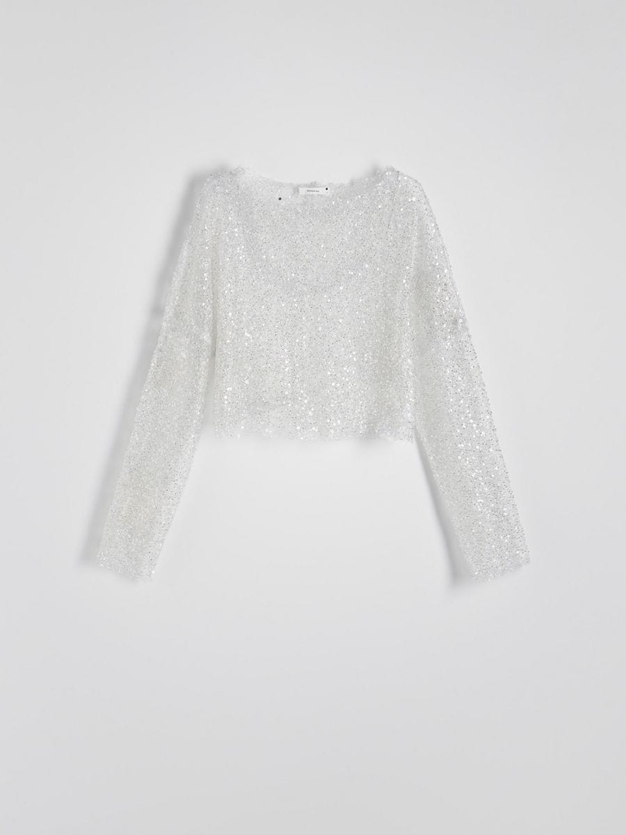 Bluza s mešavinom metalik prediva - srebro - RESERVED - 2