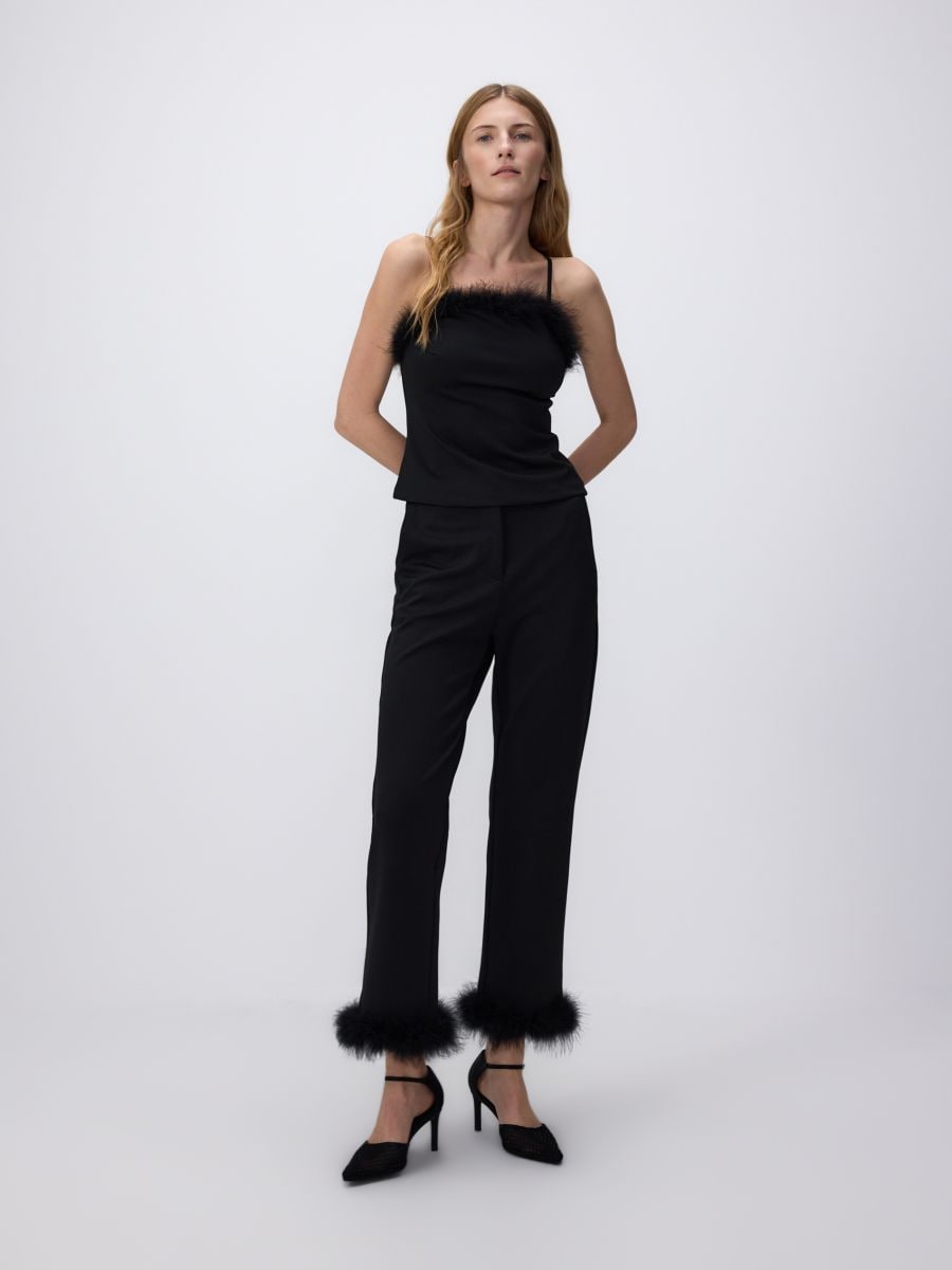Feather-trim camisole - black - RESERVED - 3