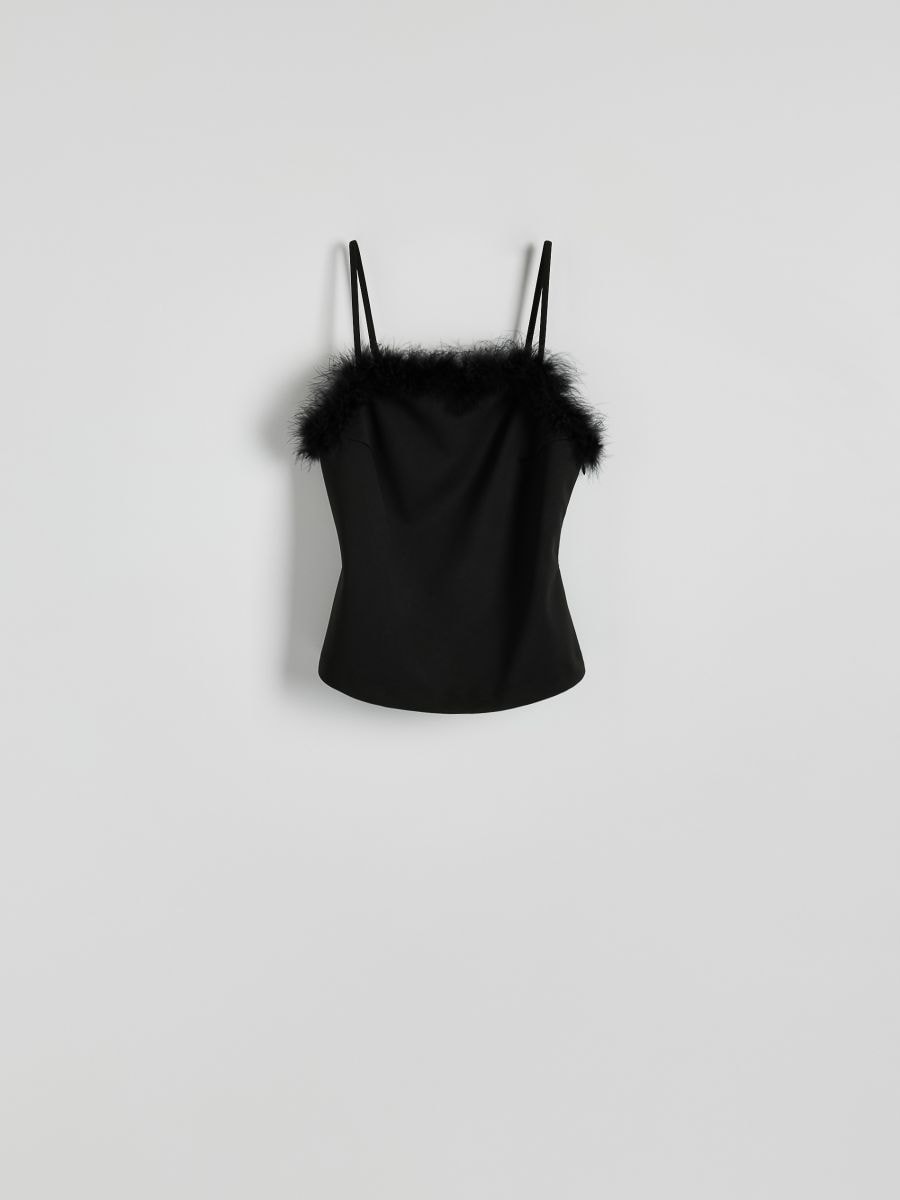 Feather-trim camisole - black - RESERVED - 5