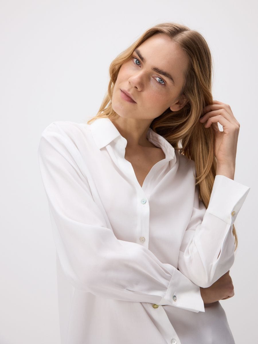 Plain viscose shirt - white - RESERVED - 3