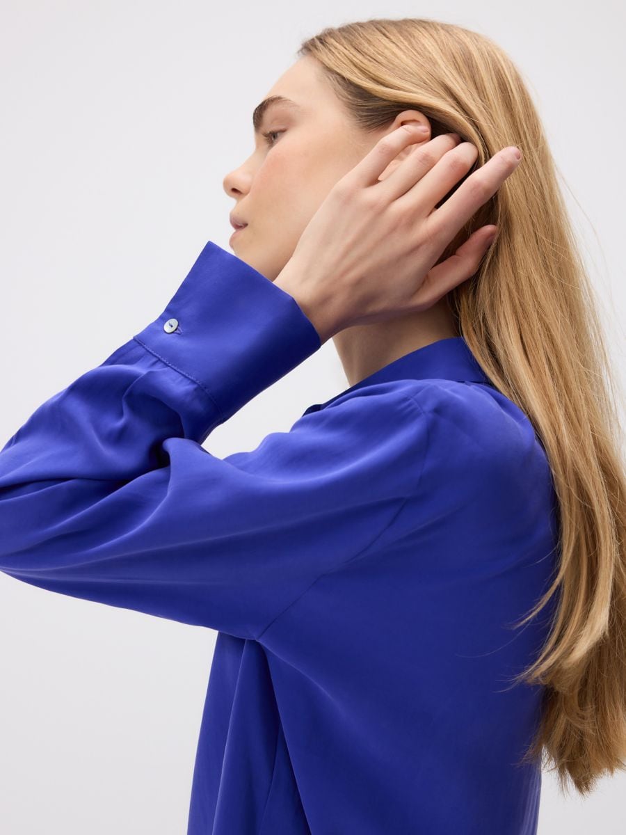 Plain viscose shirt - blue - RESERVED - 3