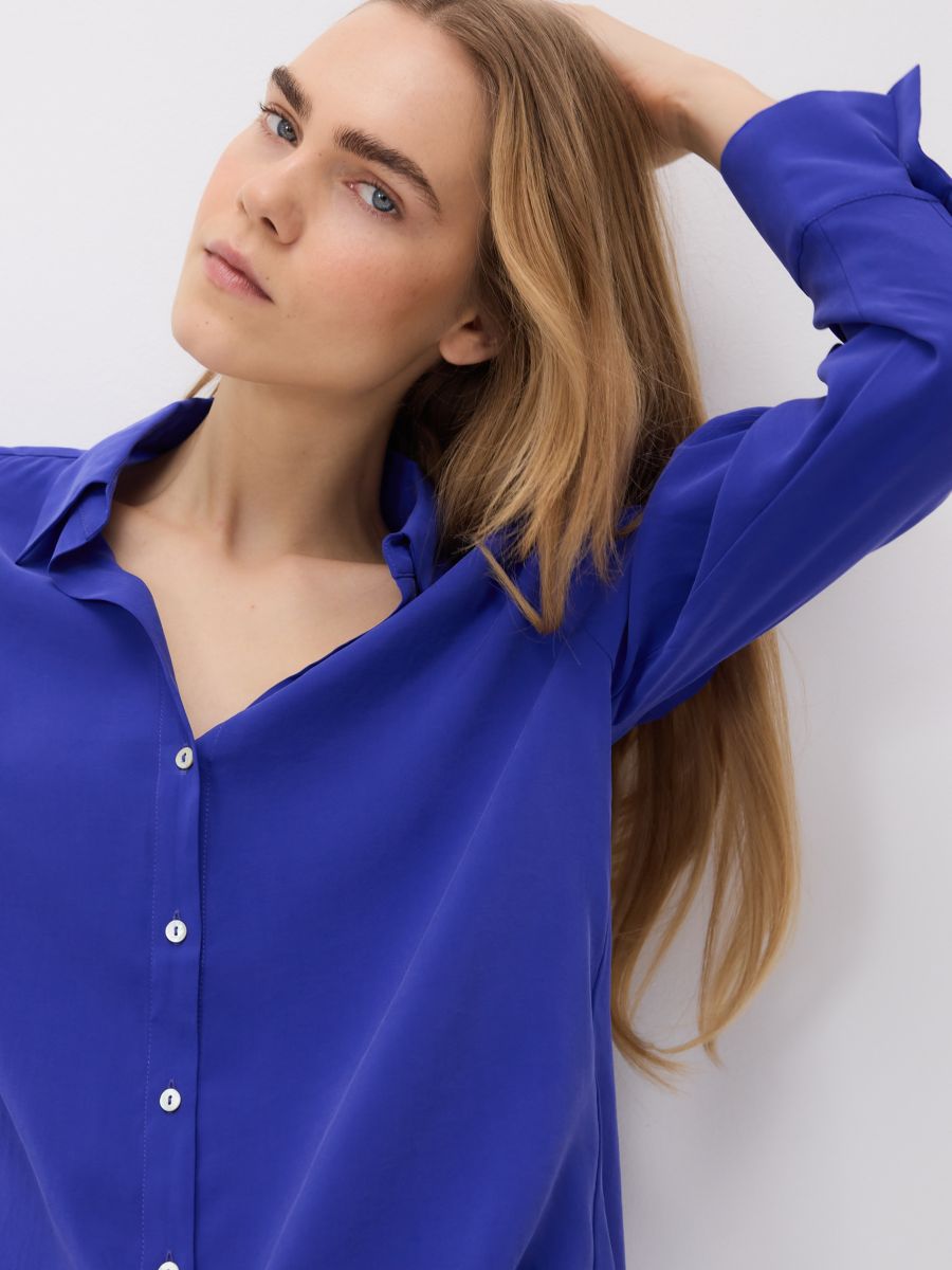 Plain viscose shirt - blue - RESERVED - 5