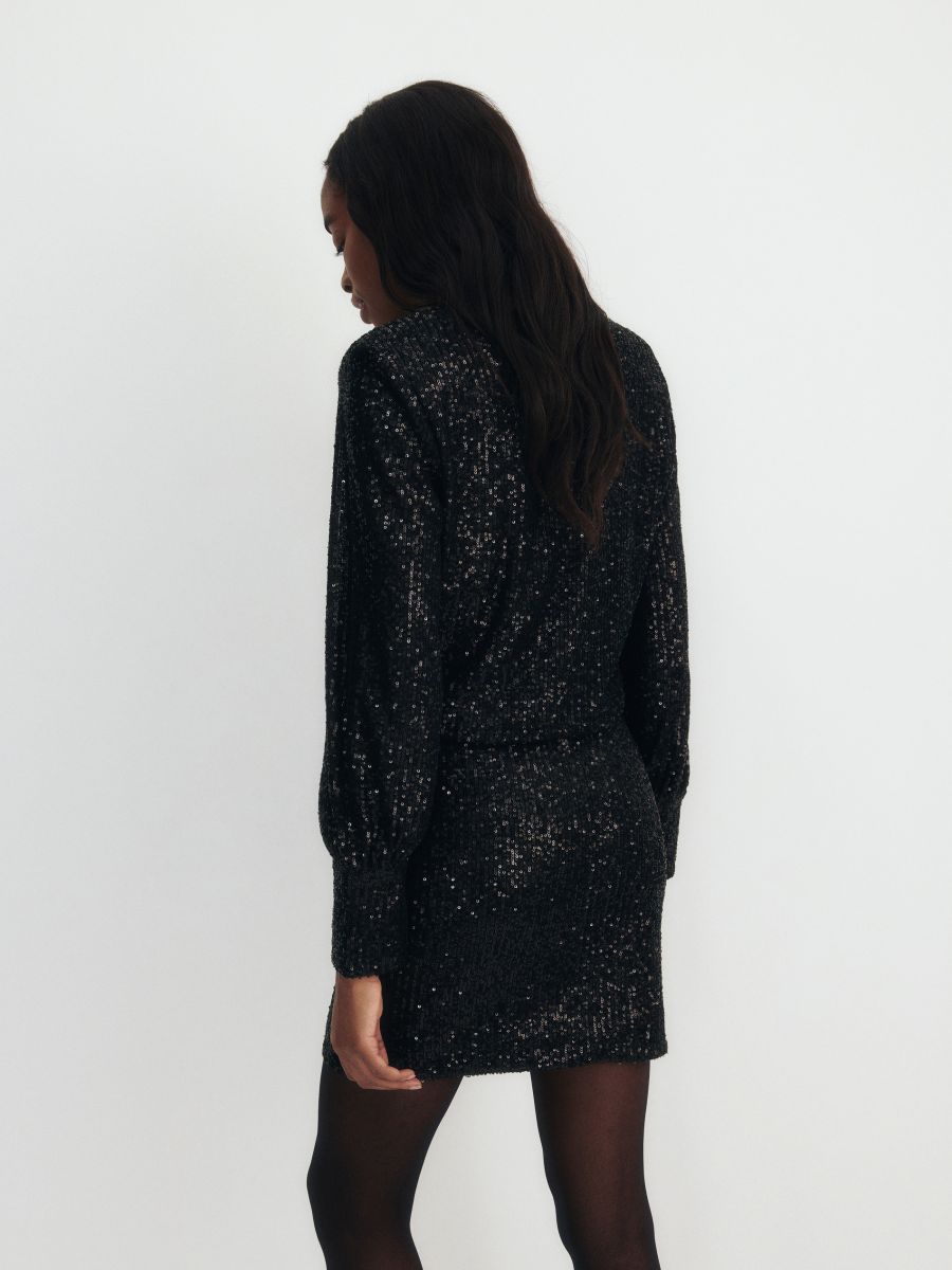 Sequin mini dress - black - RESERVED - 4