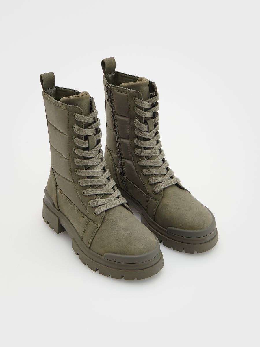 Bottines doublées en daim - vert olive clair - RESERVED - 2
