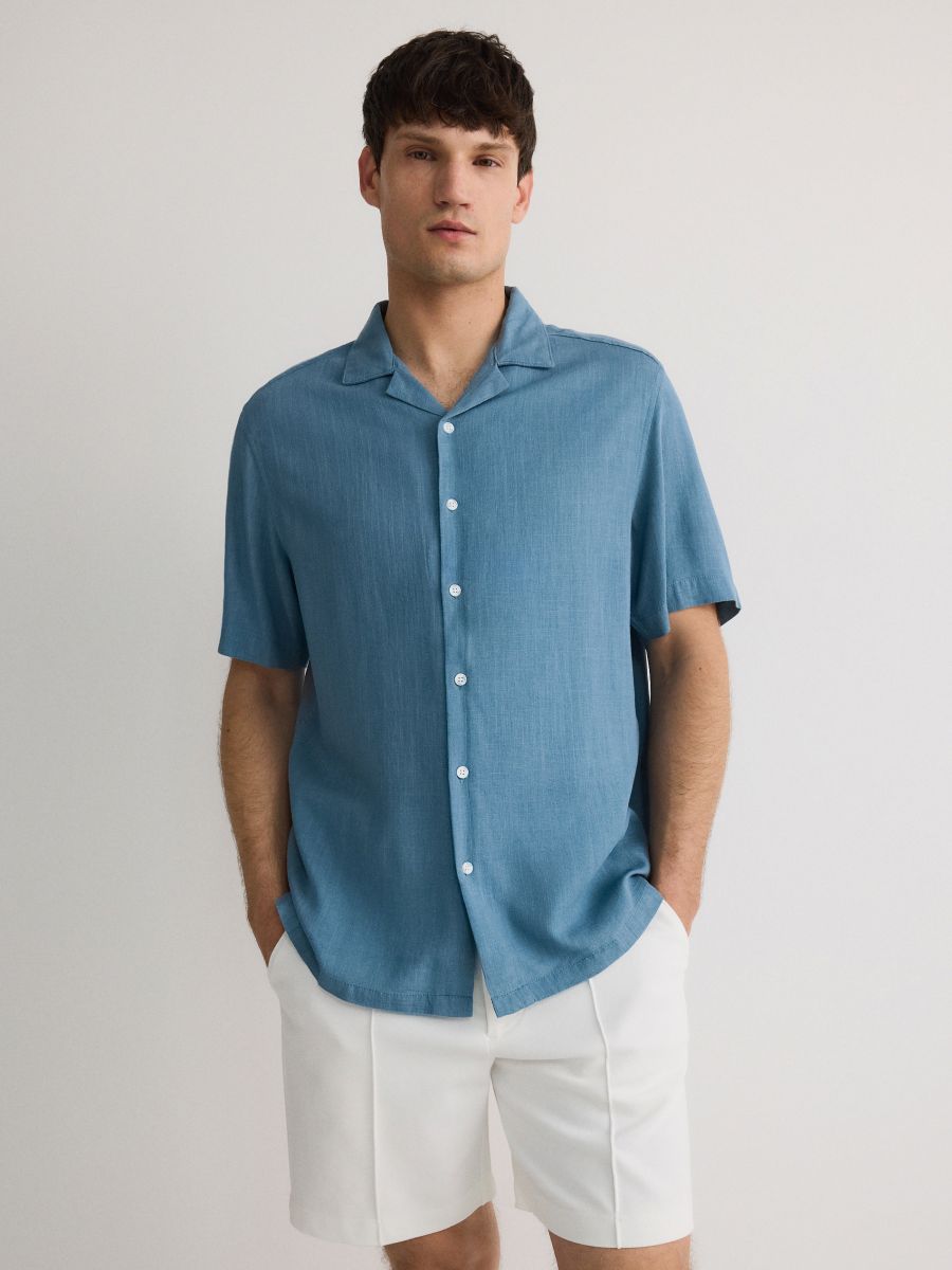 Comfort fit overhemd met een hoog viscosegehalte - steel blue - RESERVED