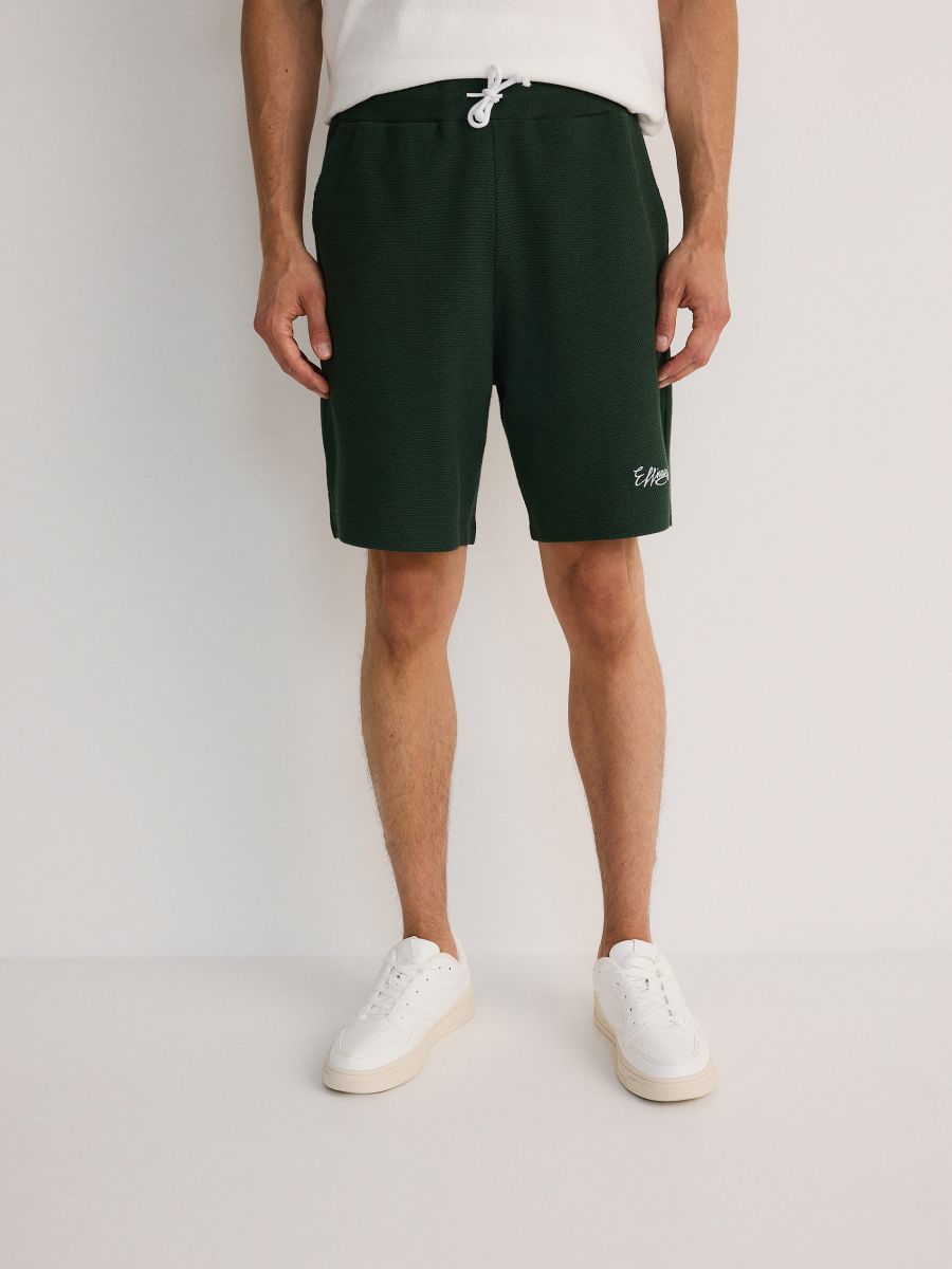 Regular shorts with embroidery detail - dark green - RESERVED - 4