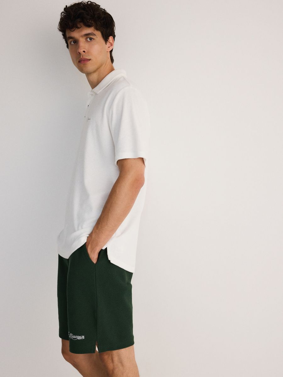 Regular shorts with embroidery detail - dark green - RESERVED - 3