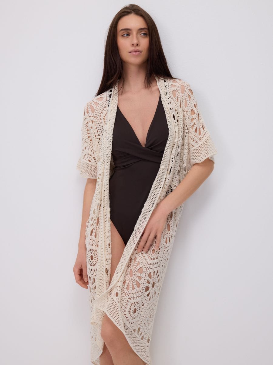 LADIES` PONCHO - krem - RESERVED - 5