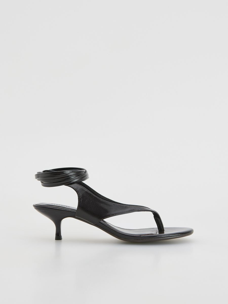 Ankle tie sandals - dark brown - RESERVED