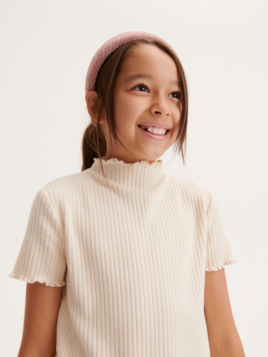 Blouse with stand up collar - cream - RESERVED - 4