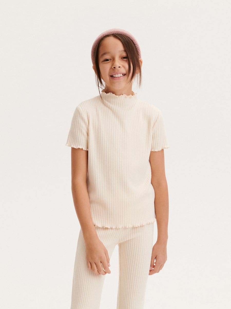 Blouse with stand up collar - cream - RESERVED - 3