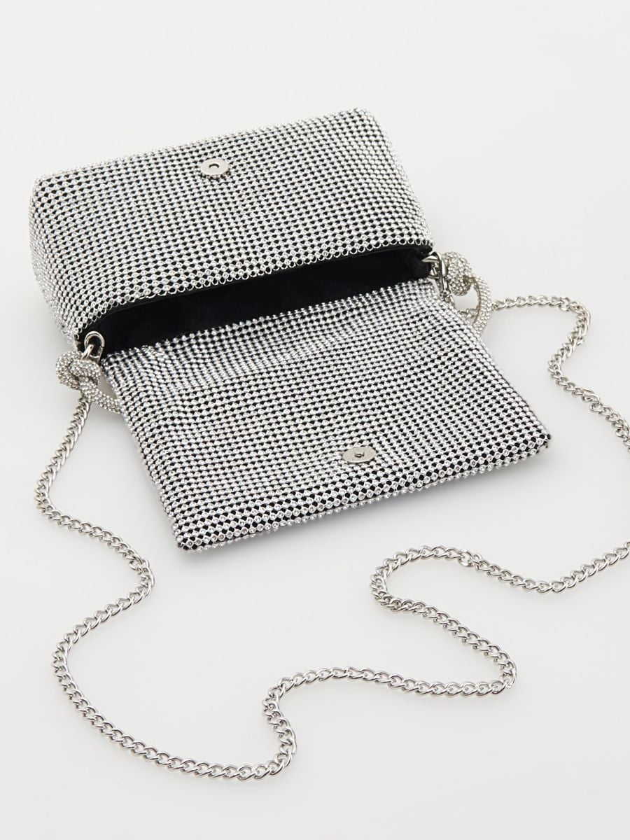 Bag with rhinestone detailing - silver - RESERVED - 6