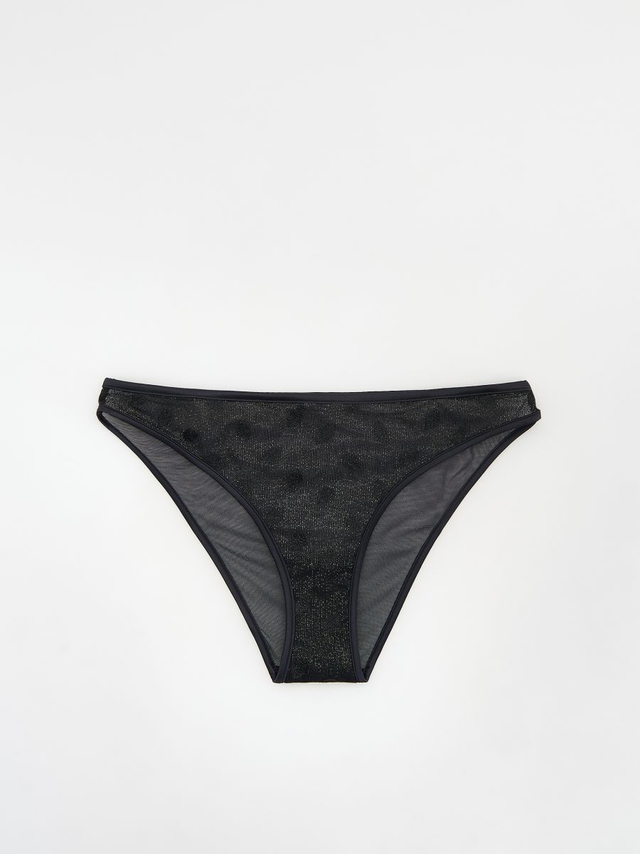 Metallic-thread lace briefs - black - RESERVED - 5