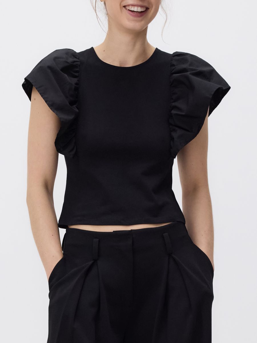 Top with frills - black - RESERVED - 3