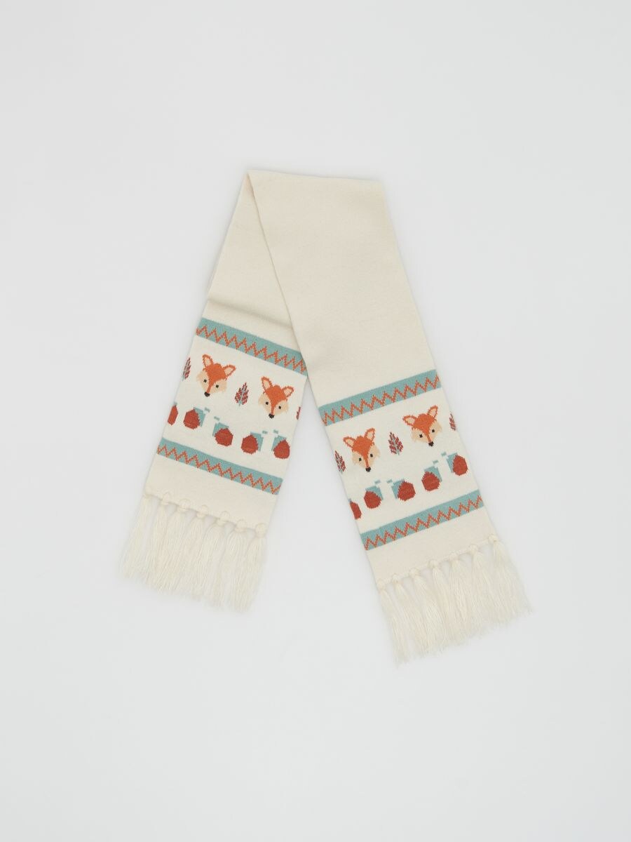 Schal mit Muster Fuchs - creme - RESERVED - 2