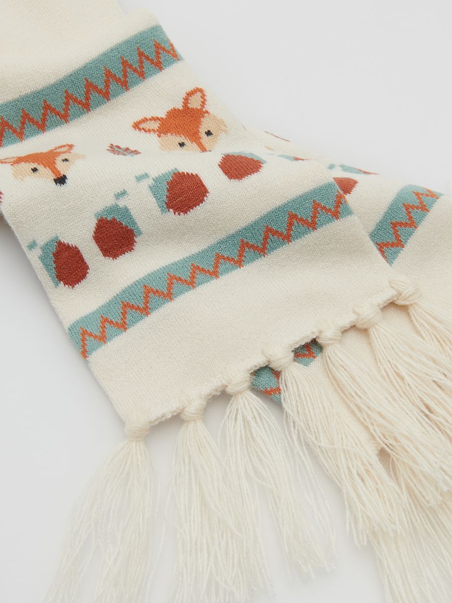 Schal mit Muster Fuchs - creme - RESERVED - 3