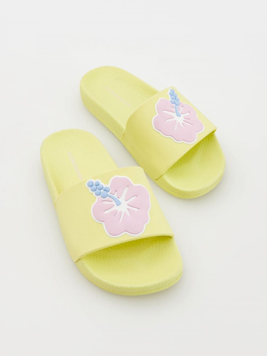 Floral motif sliders - yellow green - RESERVED