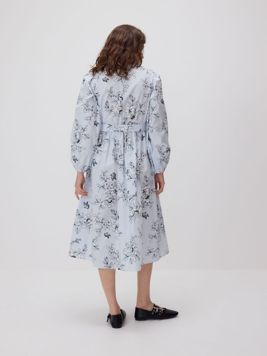 Vestito in cotone con allacciatura - multicolore - RESERVED - 4