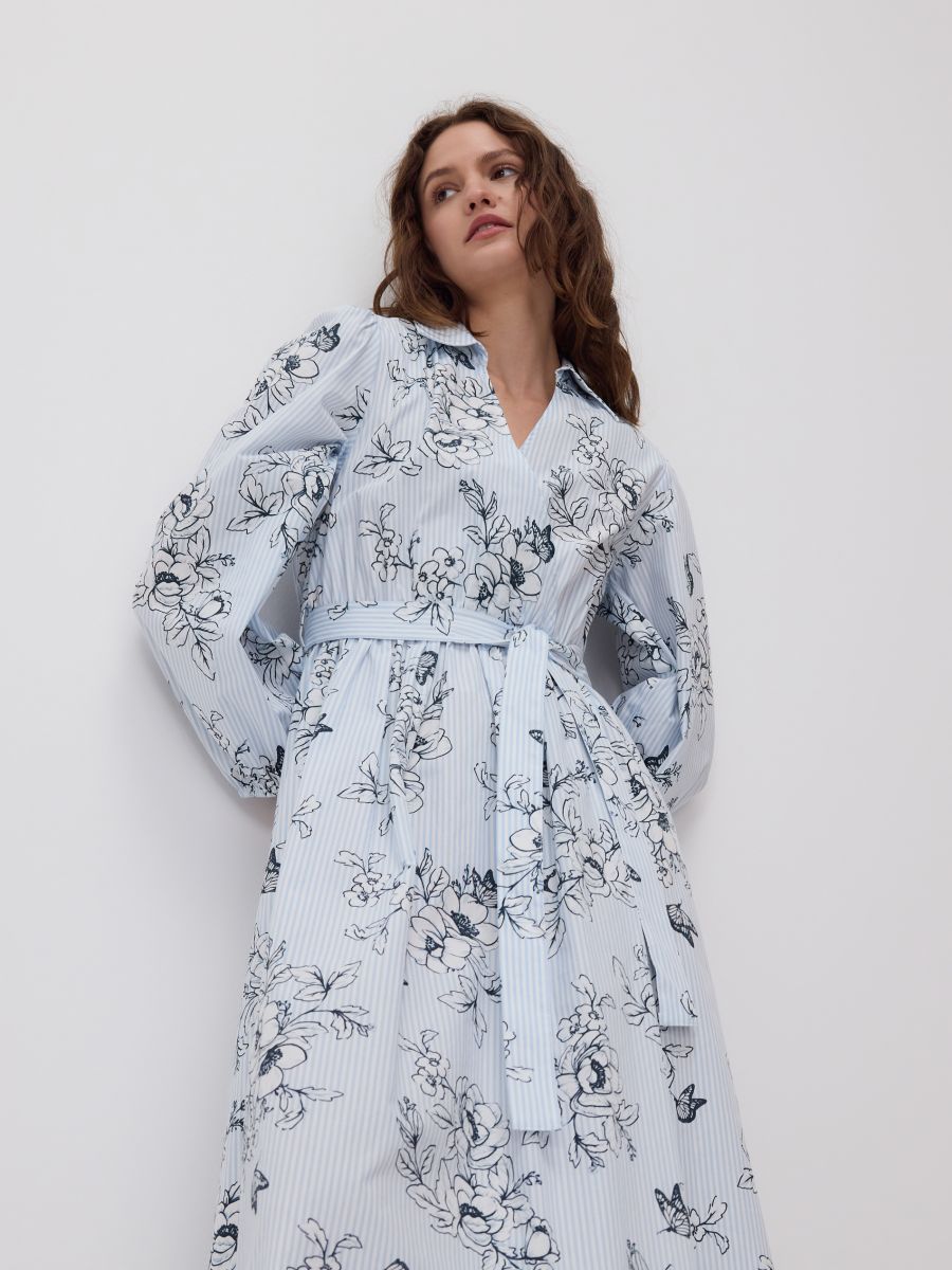 Vestito in cotone con allacciatura - multicolore - RESERVED - 5