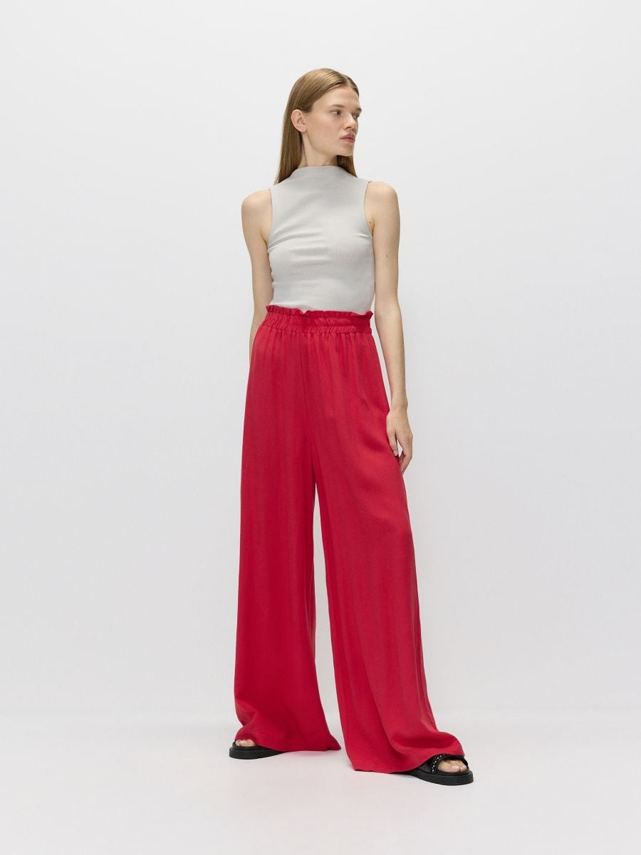 Jupe culotte en viscose majoritaire et lin melanges Couleur rouge RESERVED 228BW 33X