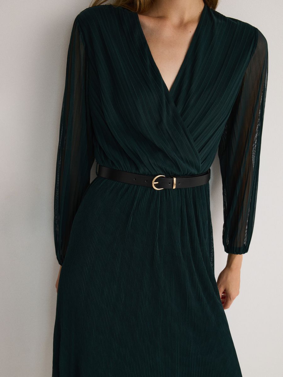 Abito midi plissettato Colore verde petrolio RESERVED 228CW 67X