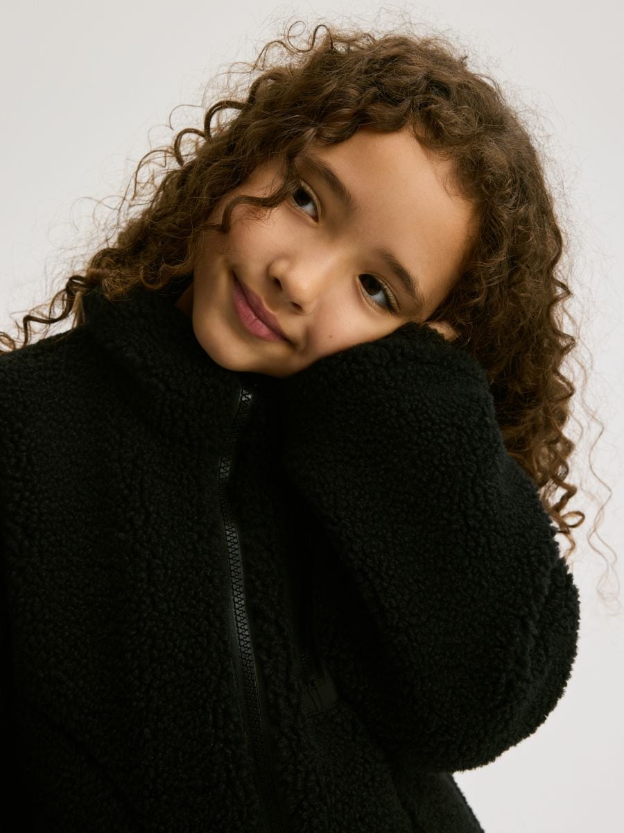 Casaco de pelo sintético - preto - RESERVED