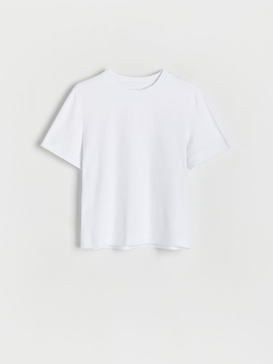T-shirt regular z merceryzowanej bawełny - biały - RESERVED