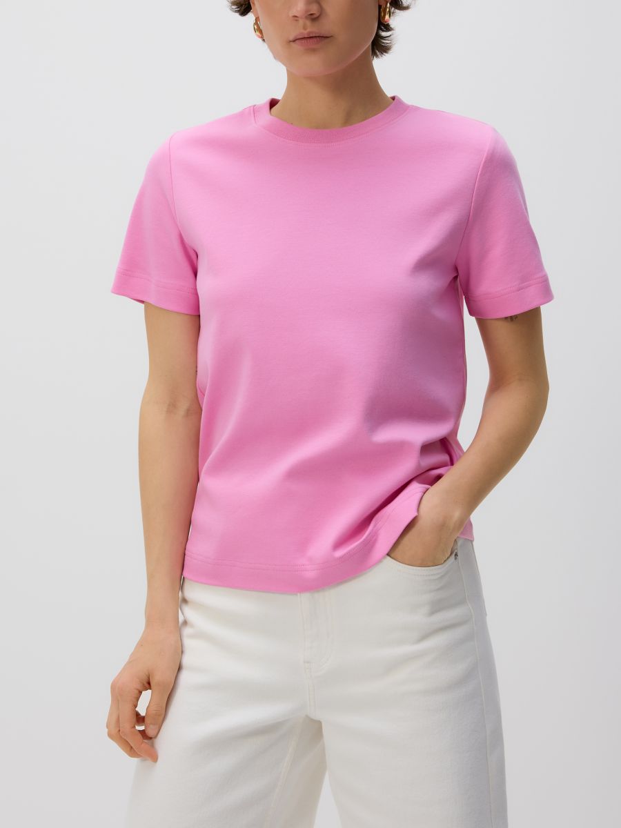 T-Shirt regular fit aus merzerisierter Baumwolle - pastellrosa - RESERVED