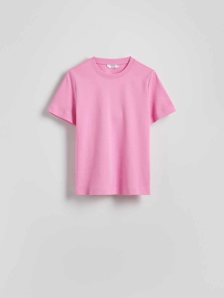 Tricou regular fit din bumbac mercerizat - roz-pastel - RESERVED