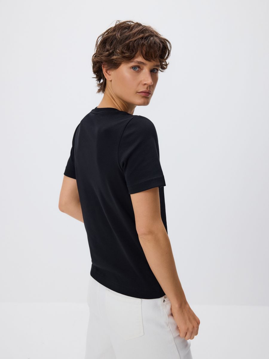 Mercerised organic cotton regular fit T-shirt - black - RESERVED