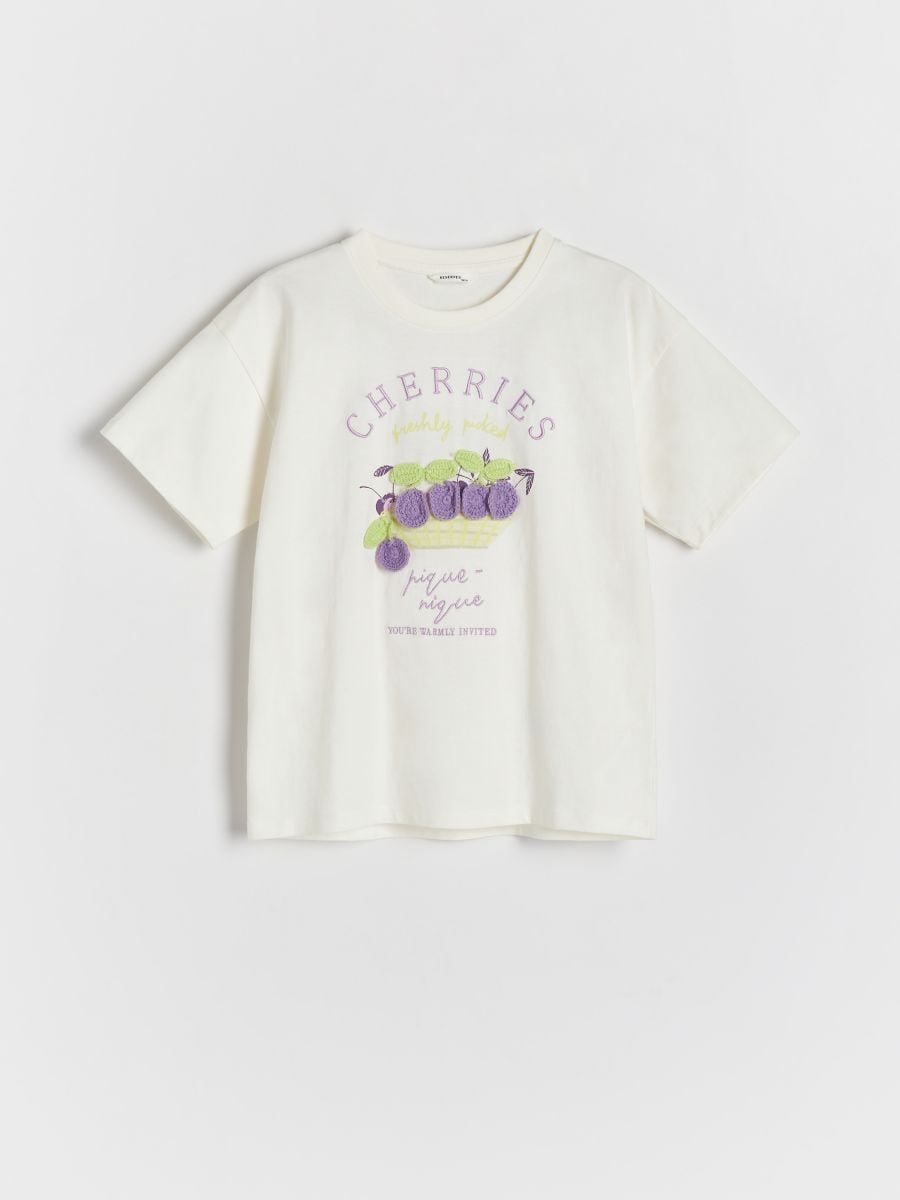 T-shirt à appliqué - crème - RESERVED