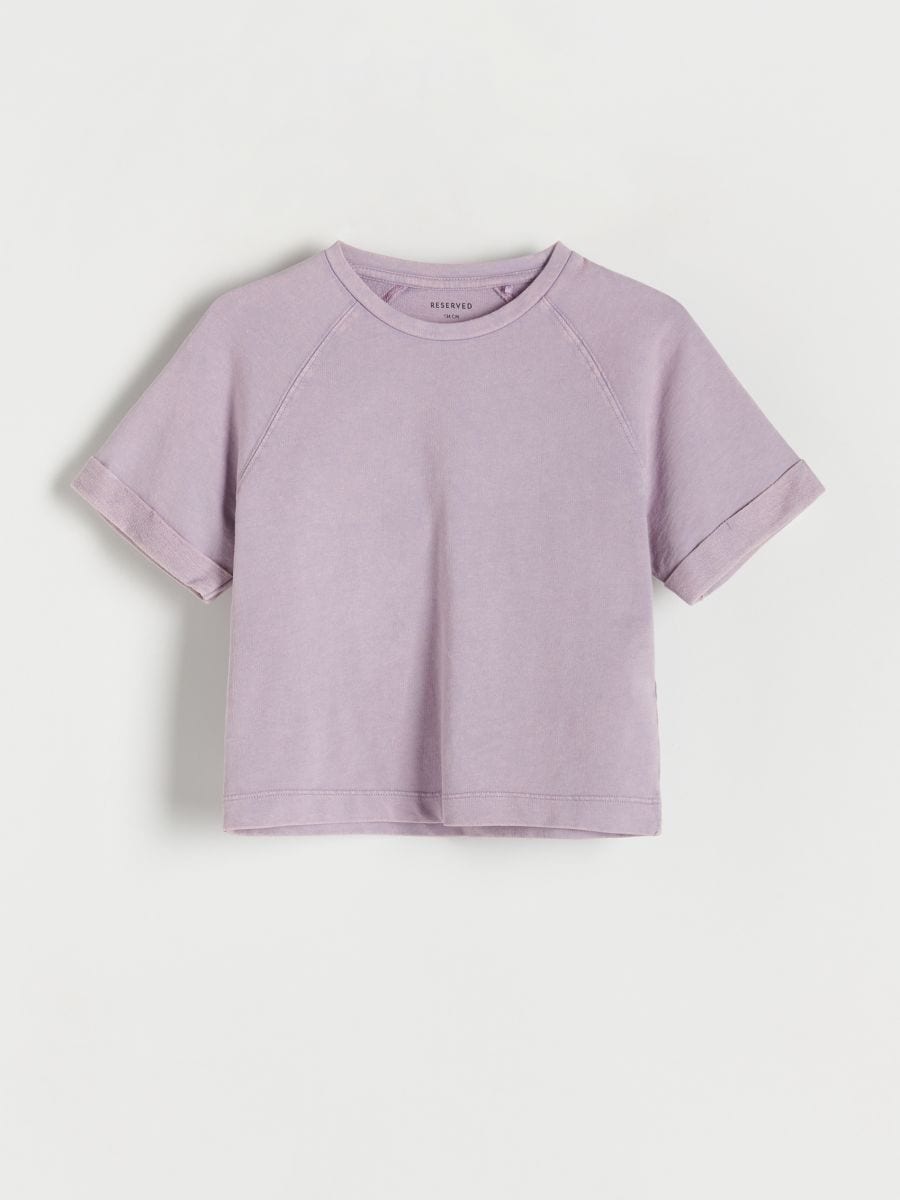 T-shirt in cotone con effetto slavato - viola - RESERVED