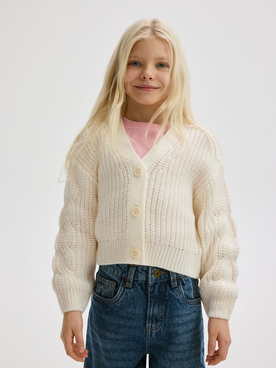 Button-front cardigan - cream - RESERVED - 3