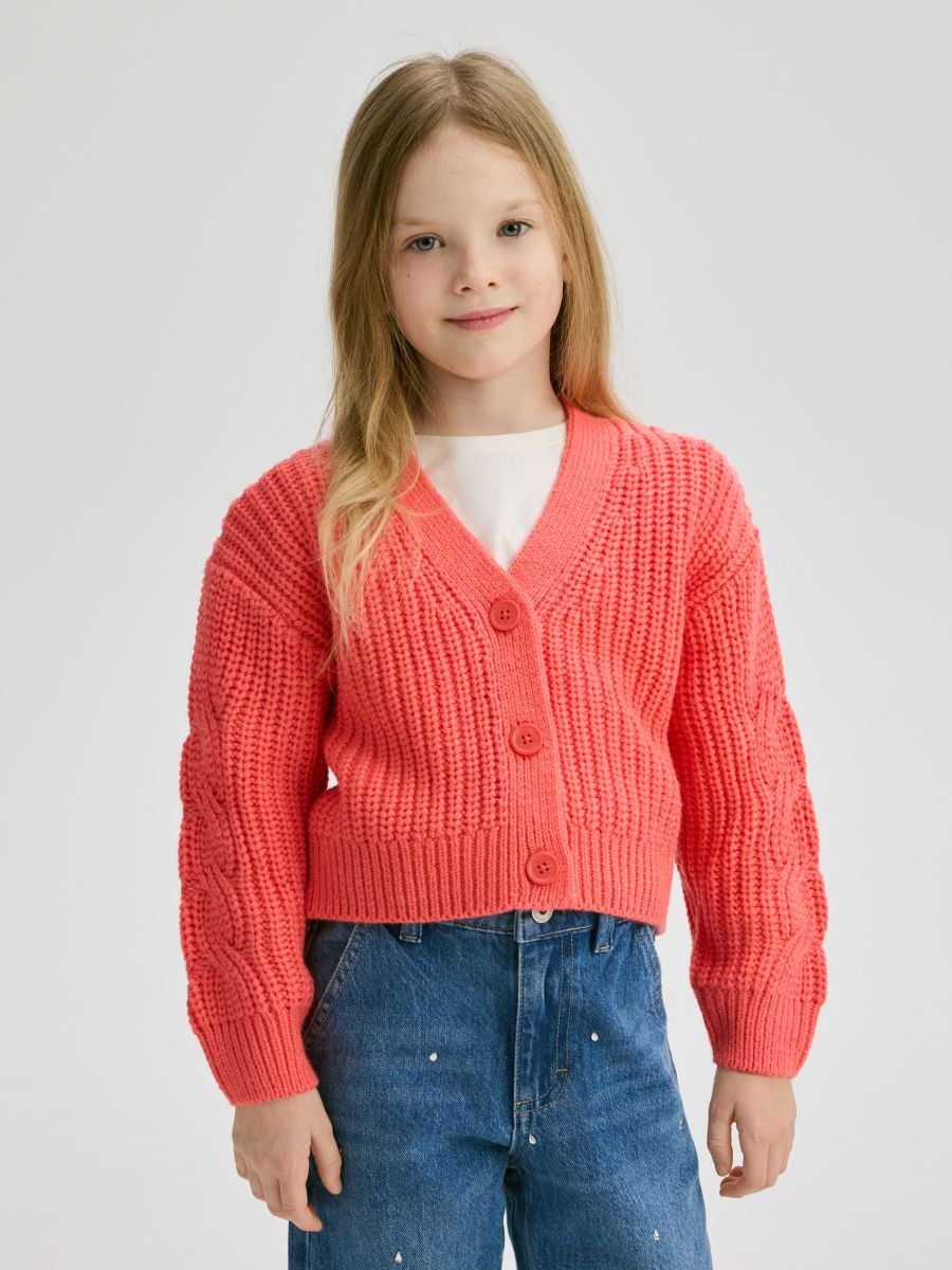 Button-front cardigan - coral - RESERVED - 4