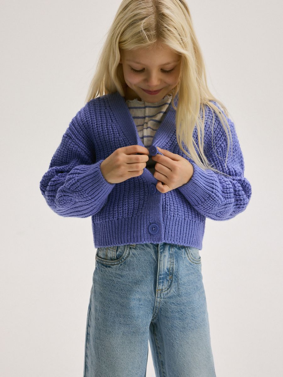 Button-front cardigan - hyacinth - RESERVED - 2