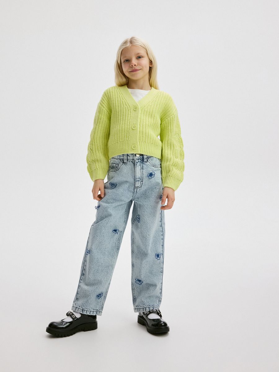 Button-front cardigan - yellow green - RESERVED - 2