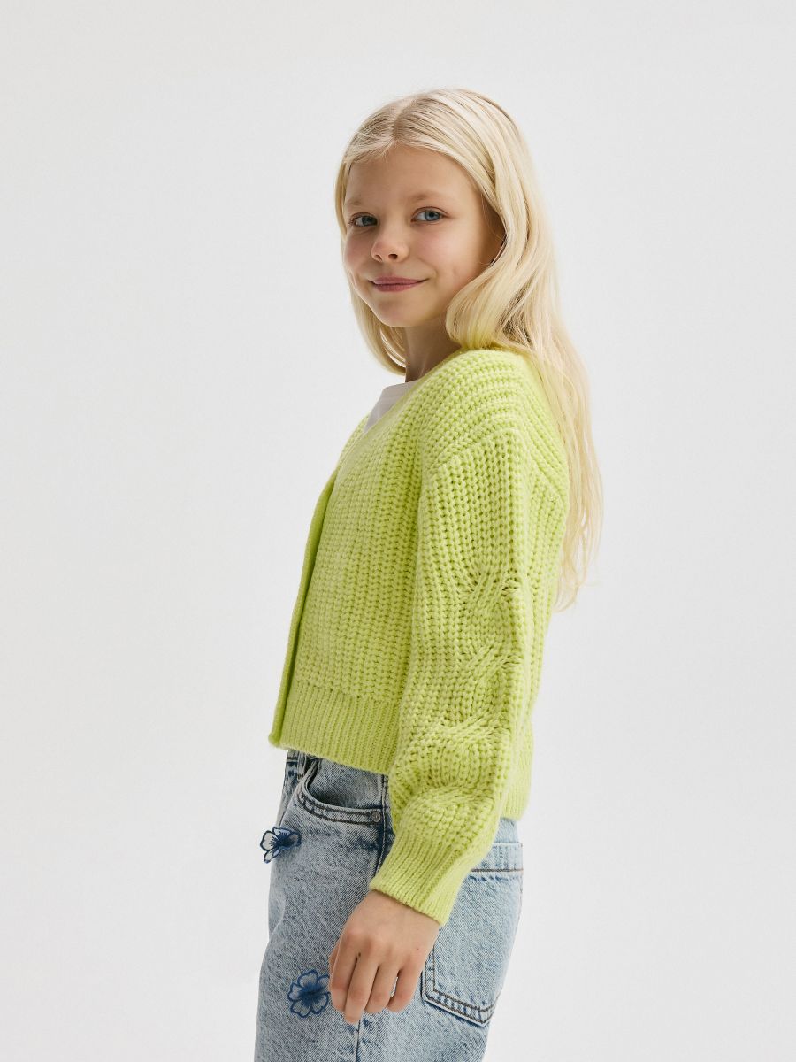 Button-front cardigan - yellow green - RESERVED - 3