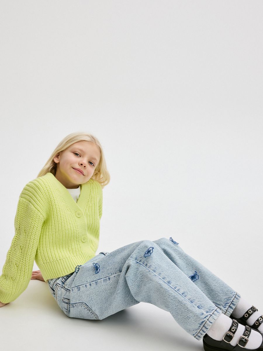 Button-front cardigan - yellow green - RESERVED - 4