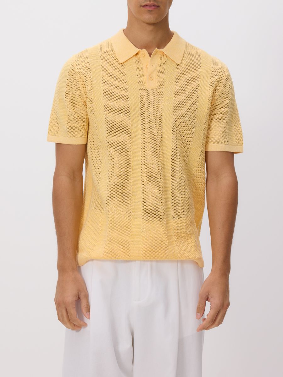 Openwork polo jumper Color yellow - RESERVED - 229FT-11M Openwork polo jumper Color yellow - RESERVED - 229FT-11M