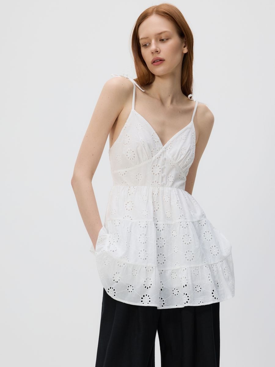 Beach cover-up with openwork pattern - white - RESERVED - 3