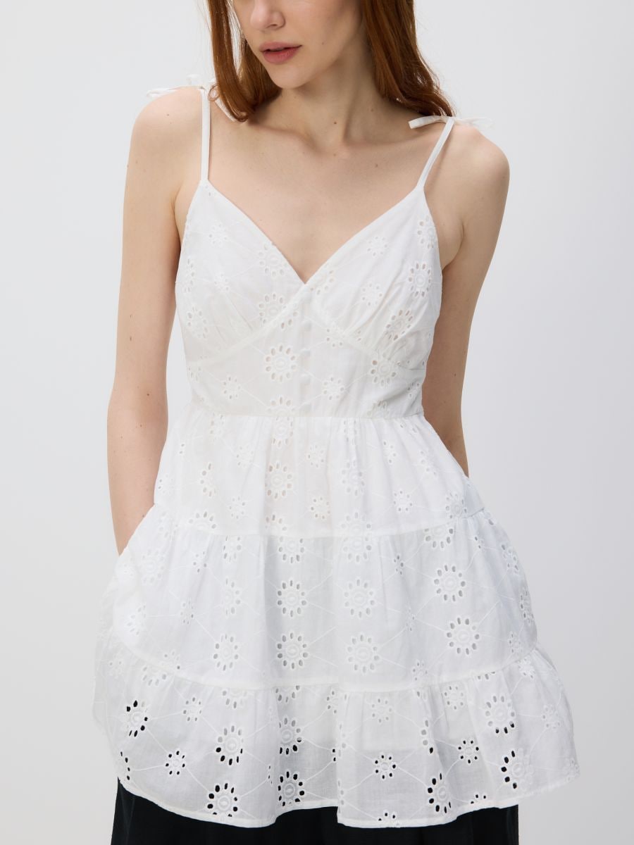 Beach cover-up with openwork pattern - white - RESERVED - 6