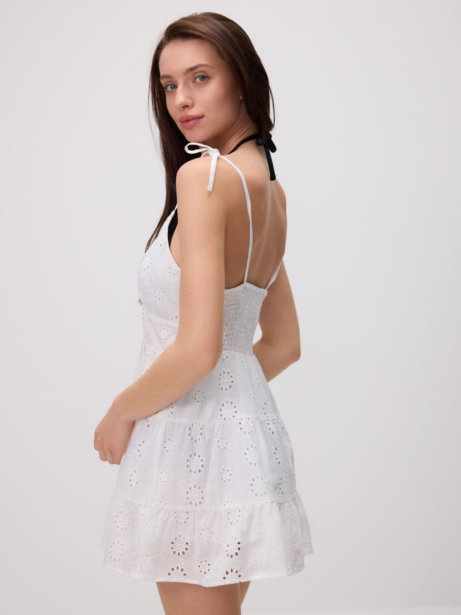 Beach cover-up with openwork pattern - white - RESERVED - 4