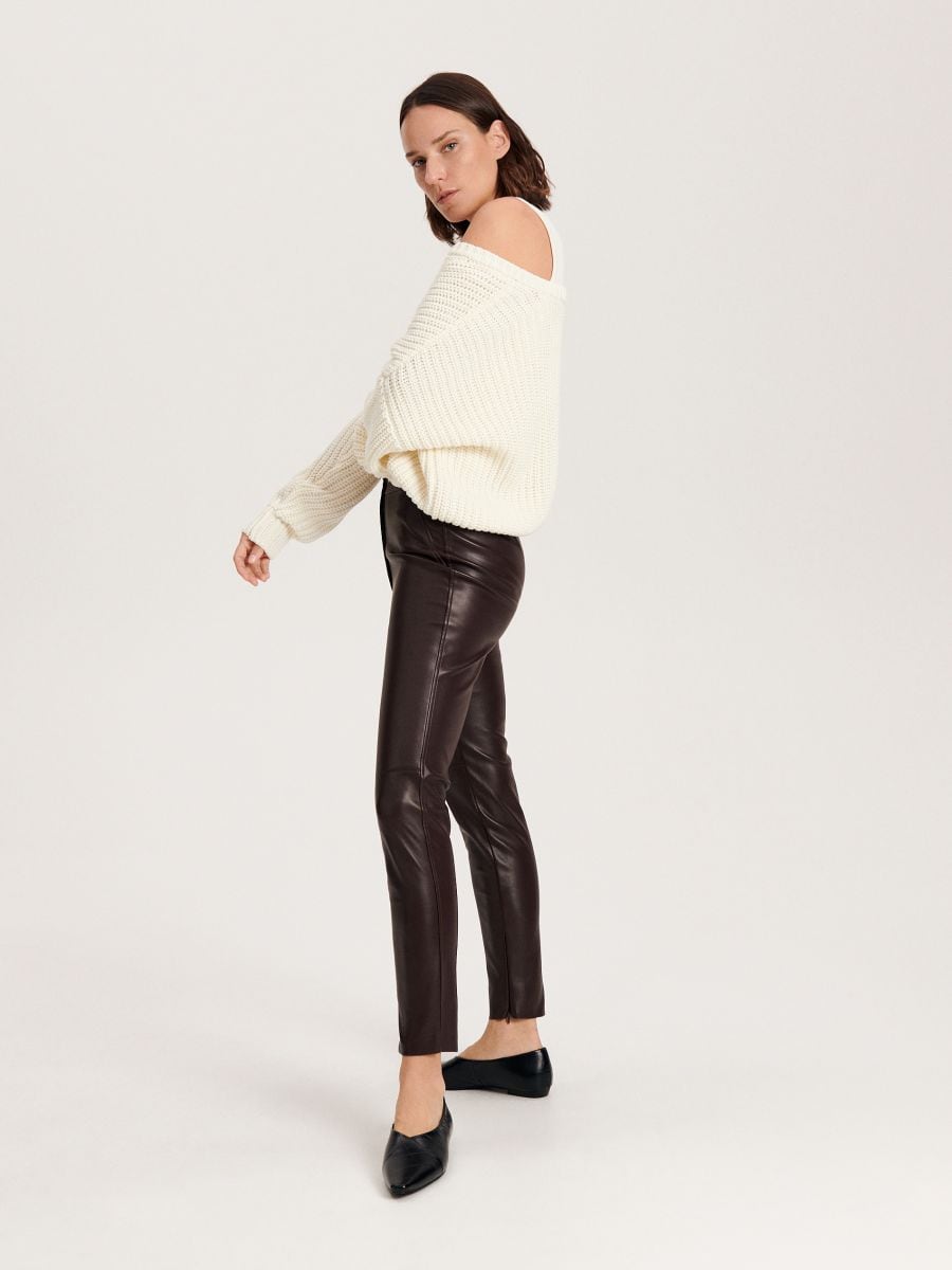 Mango faux leather pants in brown